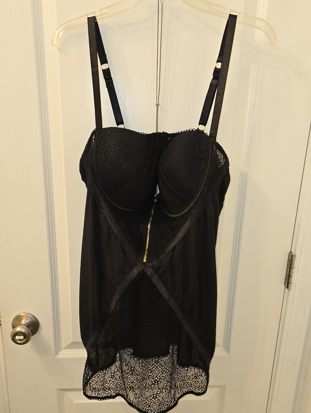 Black Lace Chemise with Underwire Support